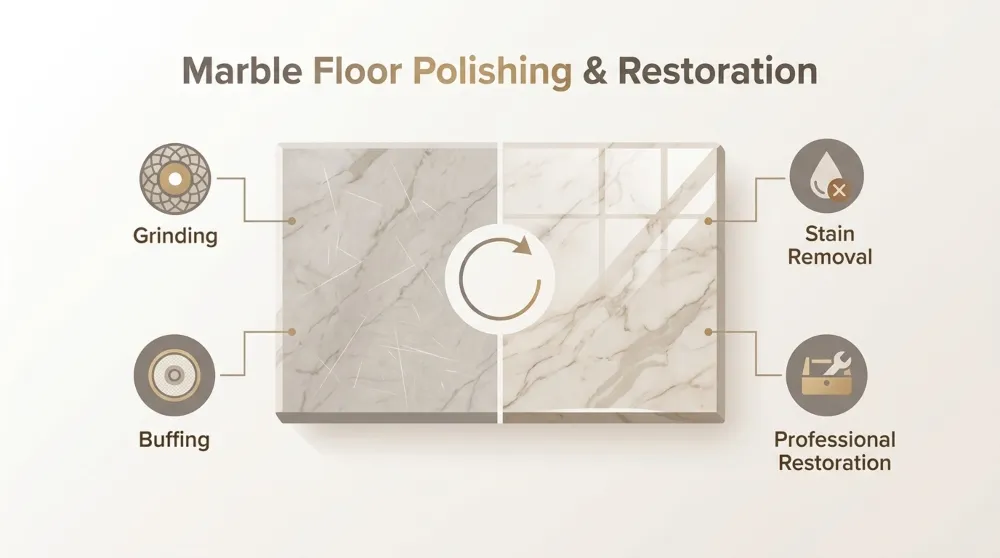 Marble floor polishing and restoration