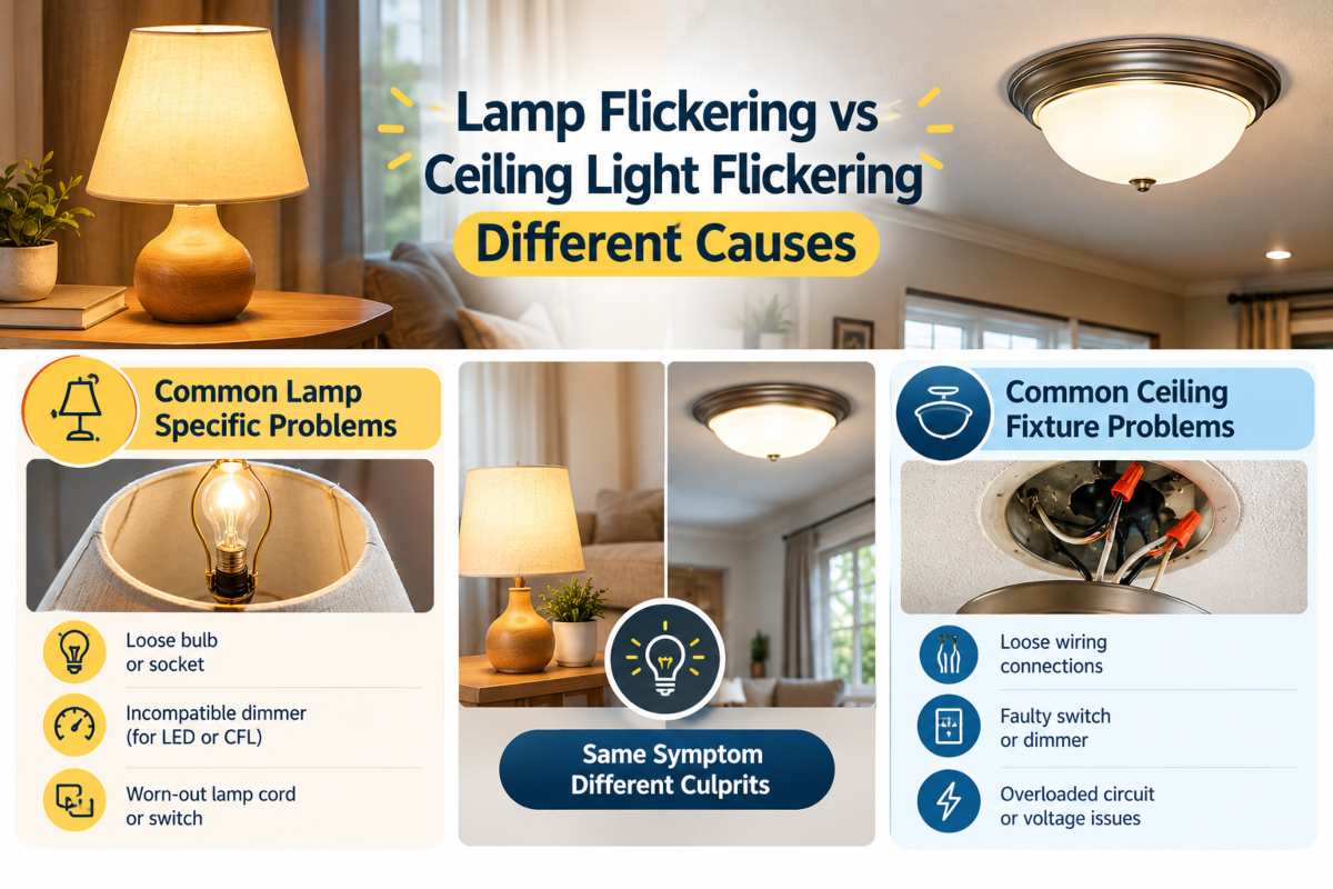 Lamp Flickering vs Ceiling Light Flickering Different Causes