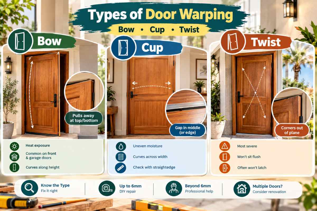Types of Door Warping Bow, Cup and Twist