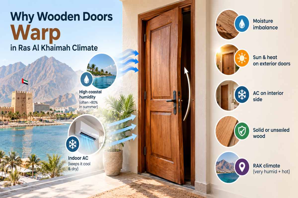 Why Wooden Doors Warp in Ras Al Khaimah Climate