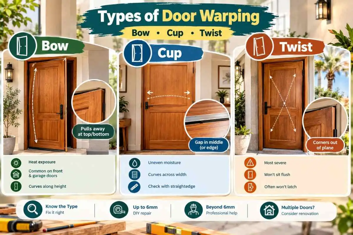 Types of Door Warping Bow, Cup and Twist