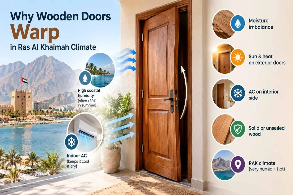 Why Wooden Doors Warp in Ras Al Khaimah Climate