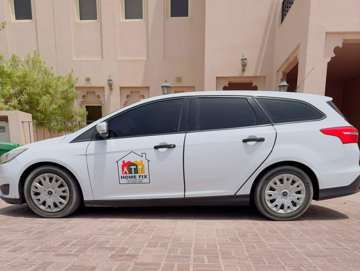 White Station Wagon with Home Fix
